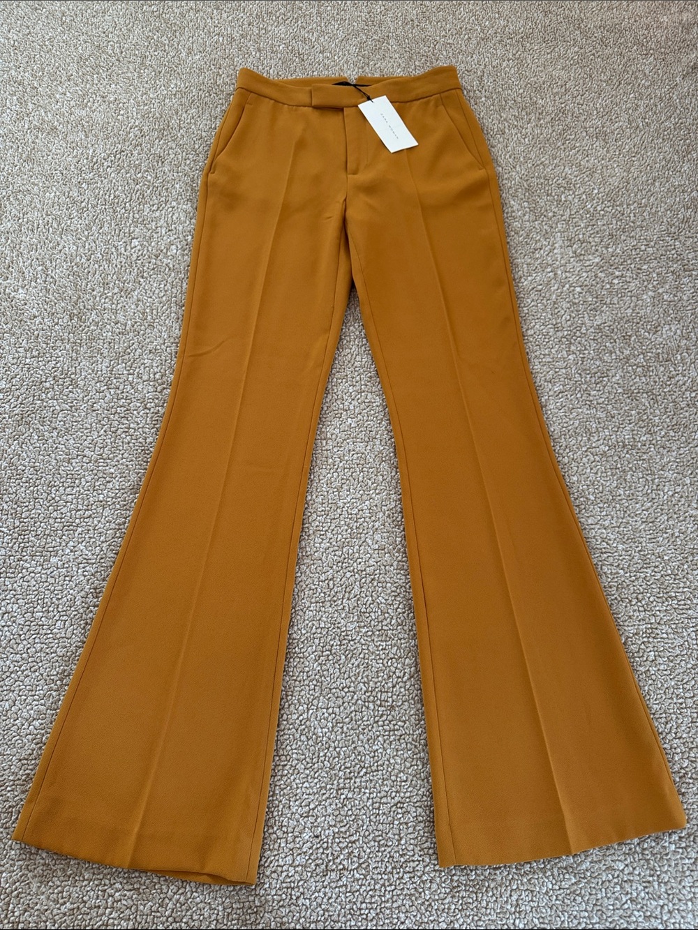 Zara Mustard Flared High-Rise Pants